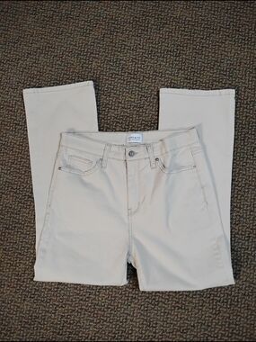 crown & ivy Cream Straight Leg Jeans